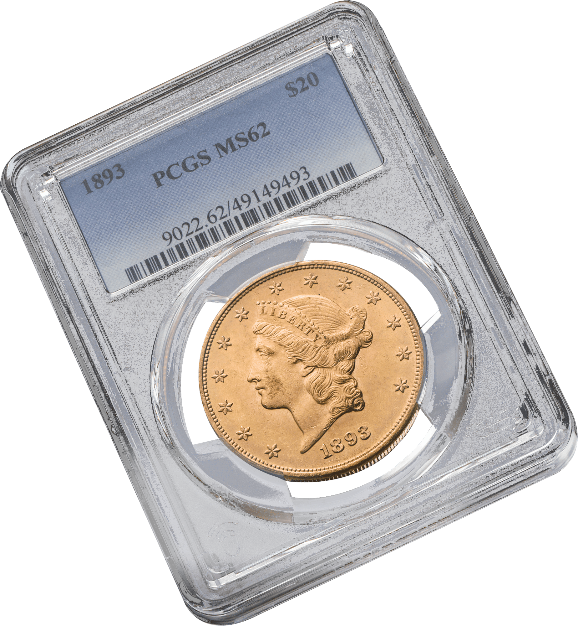 C5667 1893 P 20d Liberty Head MS62 obv Case Glam-1